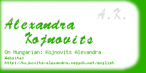 alexandra kojnovits business card